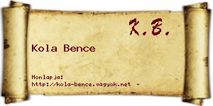 Kola Bence névjegykártya